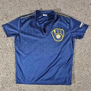 Adult Milwaukee Brewers 1/4 Zip Pullover WarmUp Shirt Blue M